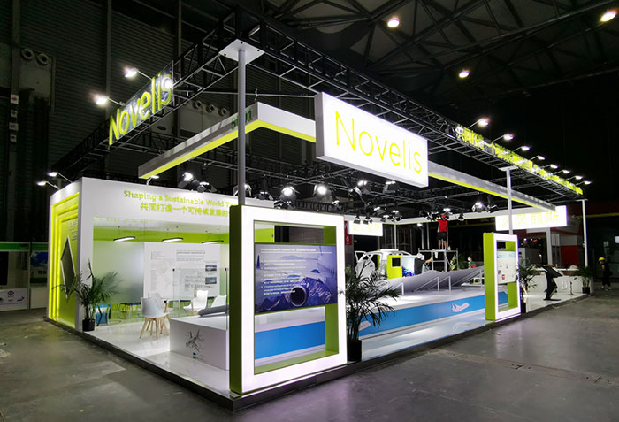 上海汽車(chē)輕量化160㎡展臺(tái)搭建案例